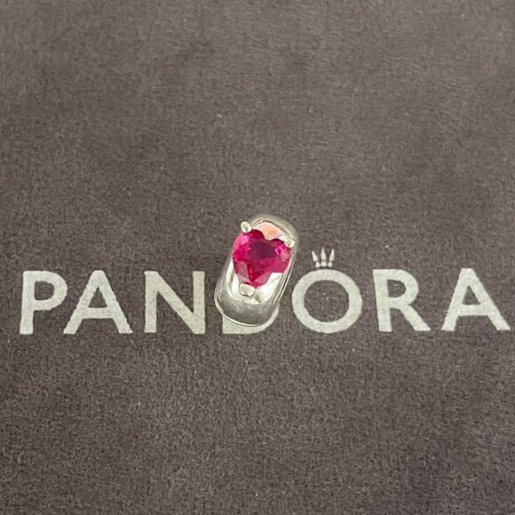 Pandora Red Heart Solitaire Clip Charm - Picture 4 of 5